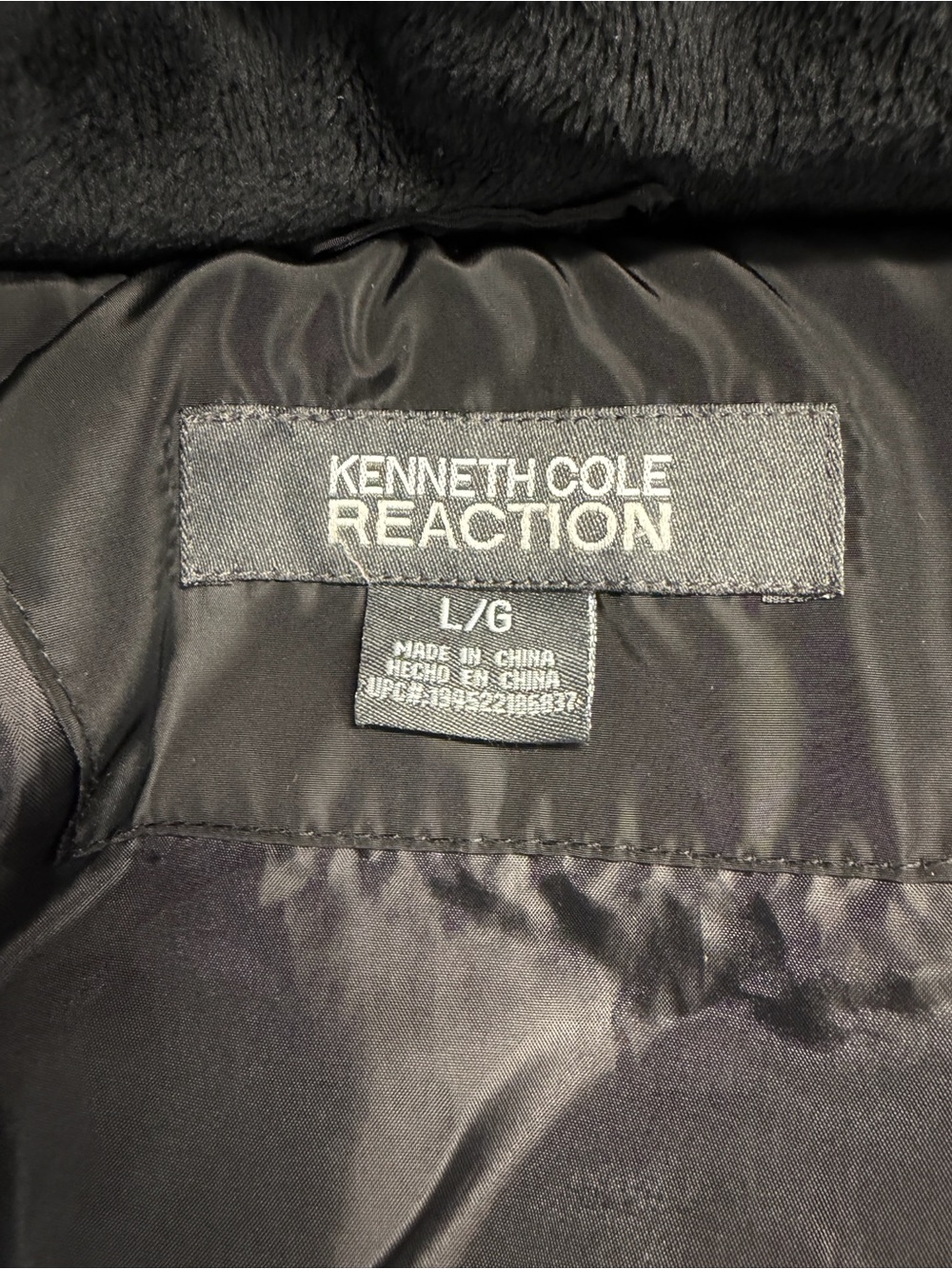 Kenneth Cole Reaction Black Hooded Long Puffer Coat Quilted Zip Jacket Large - Picture 6 of 8